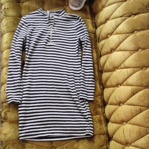 Charlotte Russe Snatched Waist Bodycon Black and White Striped Sweater Dress